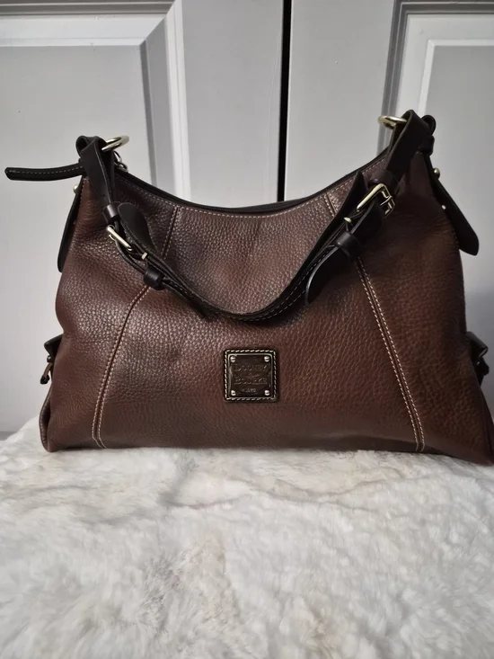 Dooney & Bourke Brown Pebbled Leather Shoulder Bag - Picture 1 of 14
